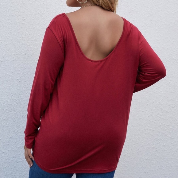 Plus Royal Blue Solid drape Front Long Sleeve Top - Picture 5 of 9